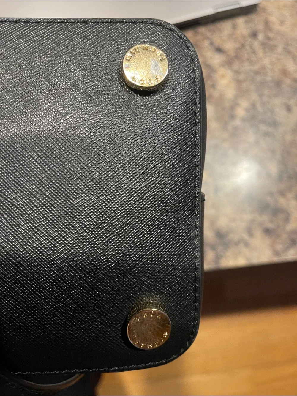 Michael Kors Black Dome Satchel with Gold Hardware